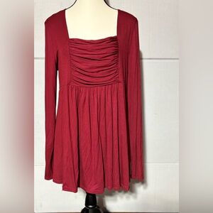 Yes fashion NWT XL dark red women’s pretty top 28”L 17” p/p 24” sleeve